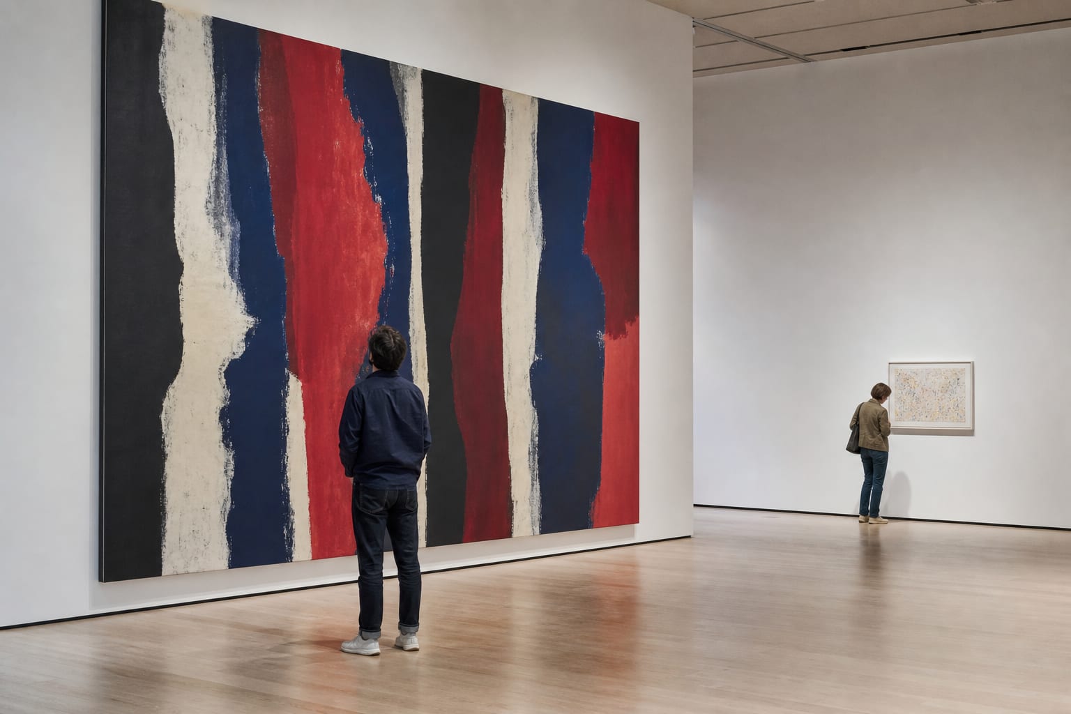 Bezoekers ervaren het verschil tussen een monumentaal en een klein abstract kunstwerk